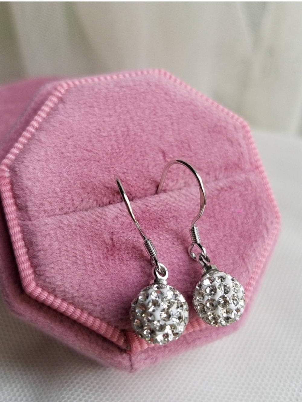 Swarovski Elements 925 Sterling Silver Small Disco Ball Pave Earrings NEW
